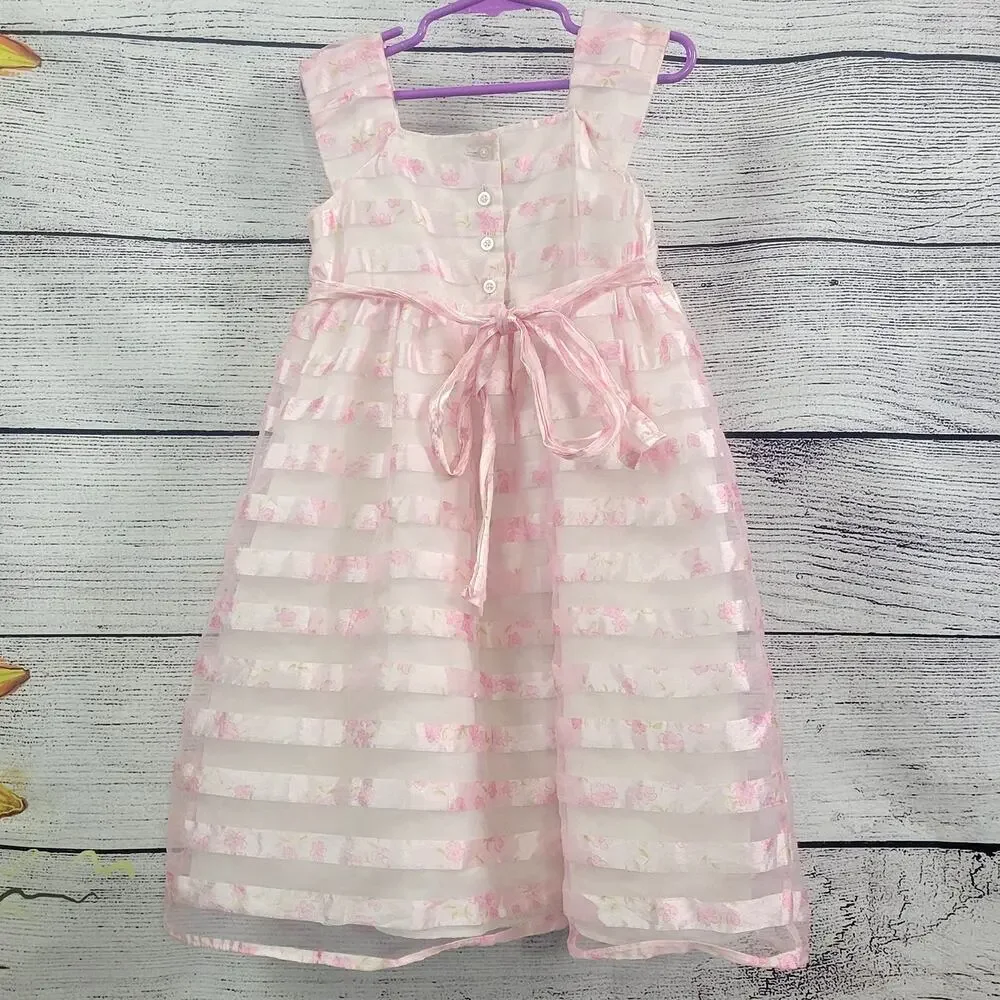 Perfectly Dressed Pink‎ Dress with Sheer Overlay Size 4T
